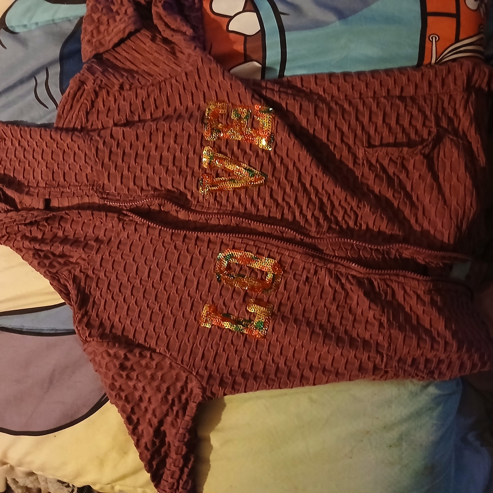 Textured Maroon Hoodie with Colorful Lettering